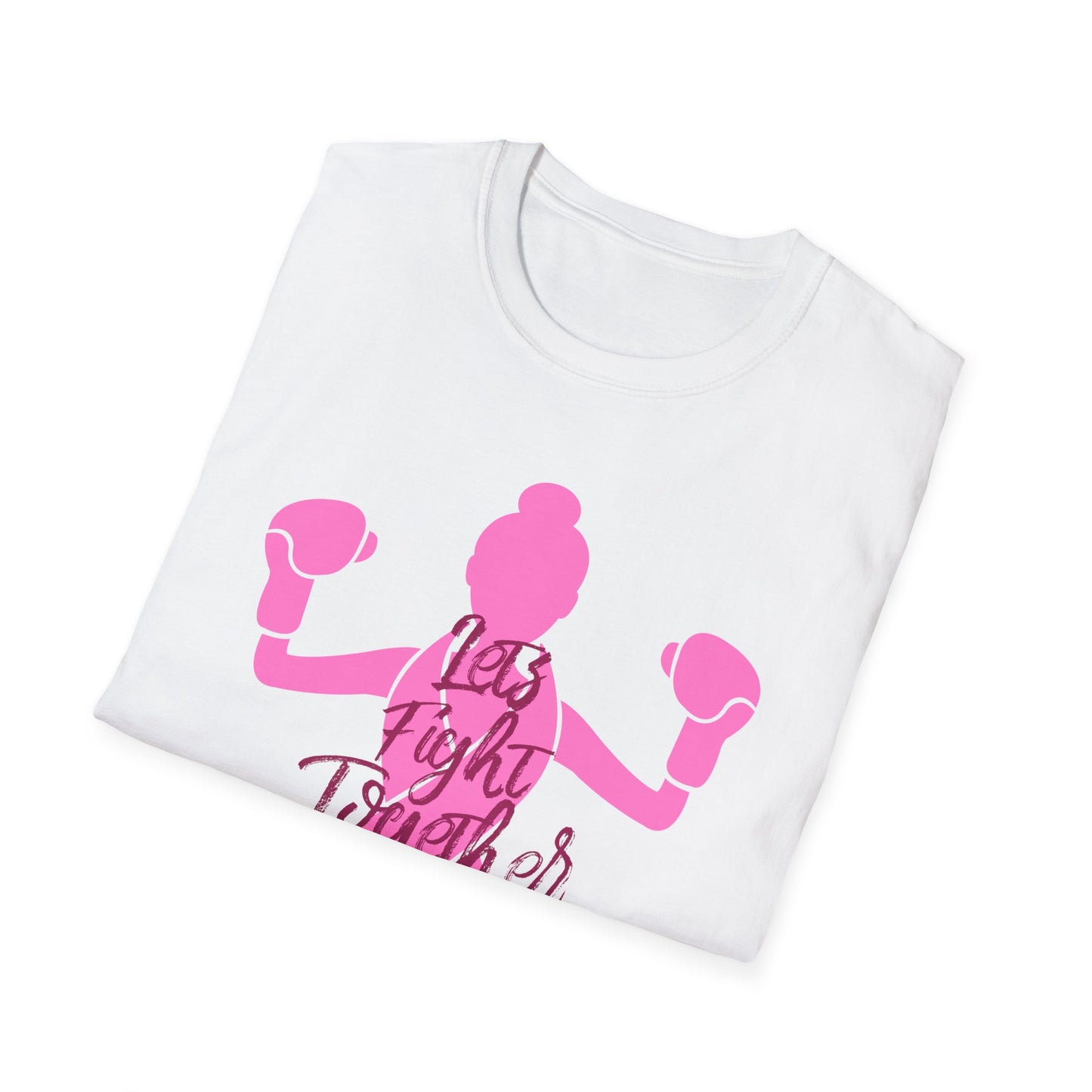 Breast Cancer Awareness Tee — "Let's Fight Together" Pink Ribbon Boxing Design