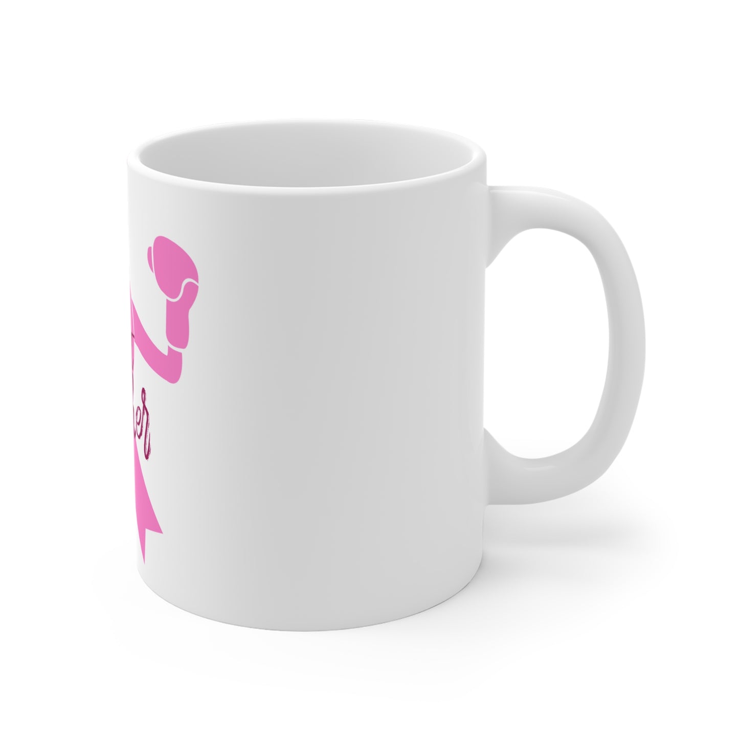 Breast Cancer Awareness Mug — "Let's Fight Together" Pink Ribbon Boxing Design
