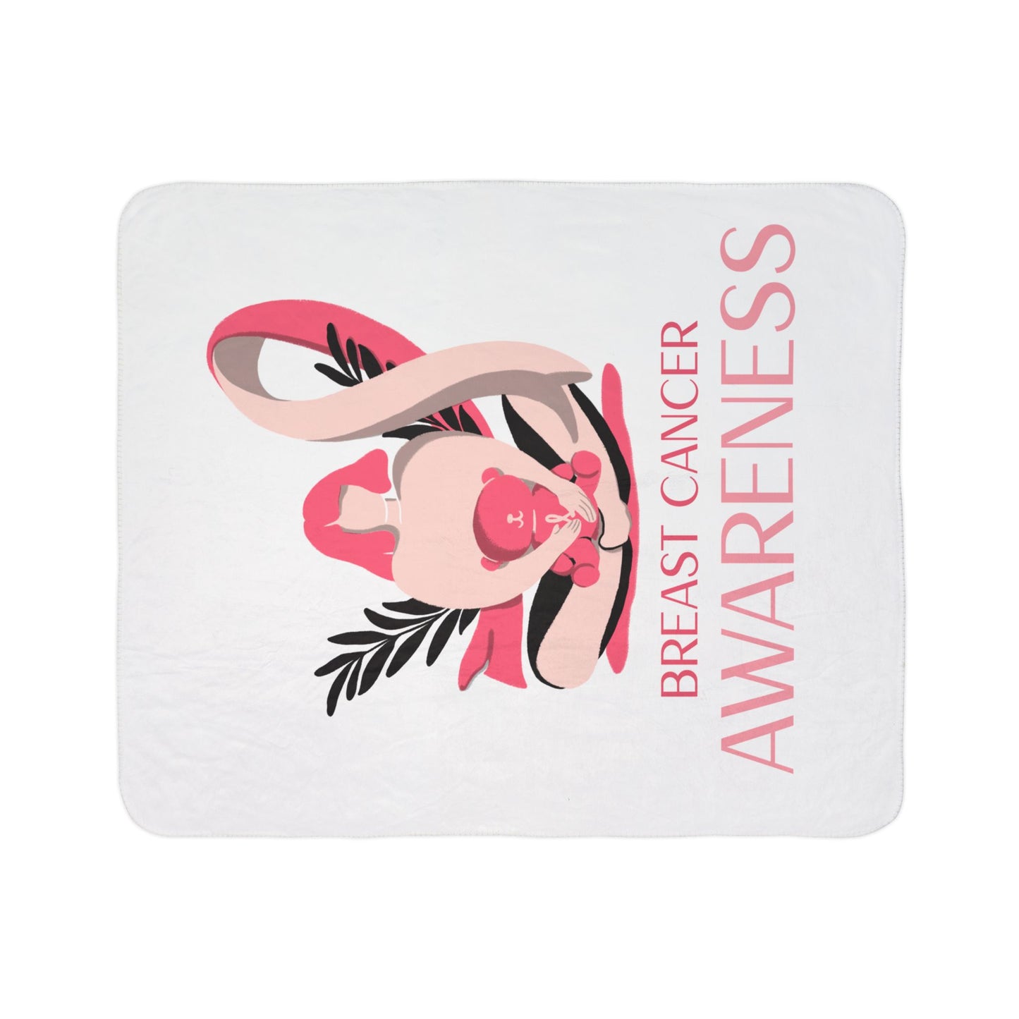 Breast Cancer Awareness Fleece Sherpa Blanket — Pink Ribbon Support Throw