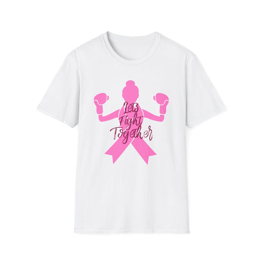 Breast Cancer Awareness Tee — "Let's Fight Together" Pink Ribbon Boxing Design