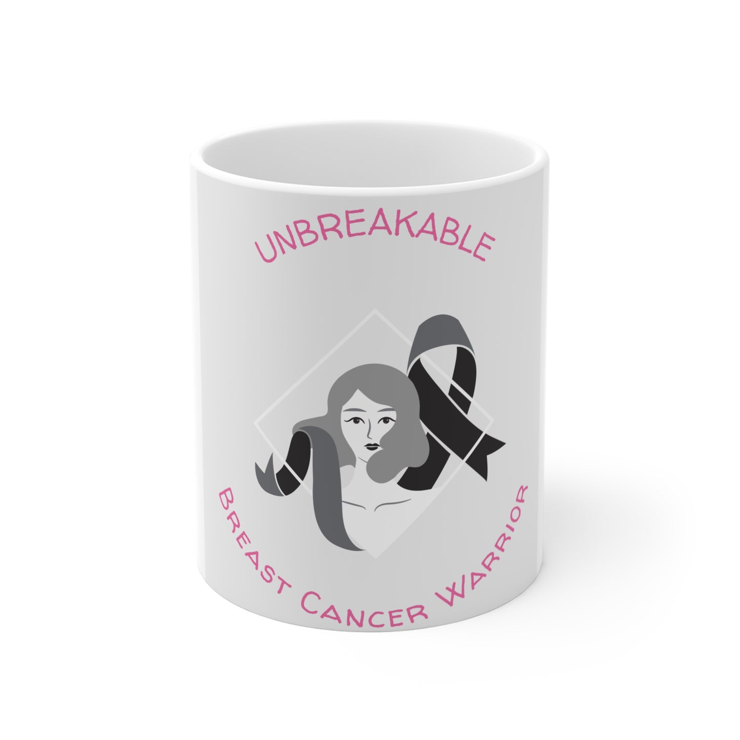 Unbreakable Breast Cancer Warrior Mug — 11oz Support & Awareness Coffee Cup