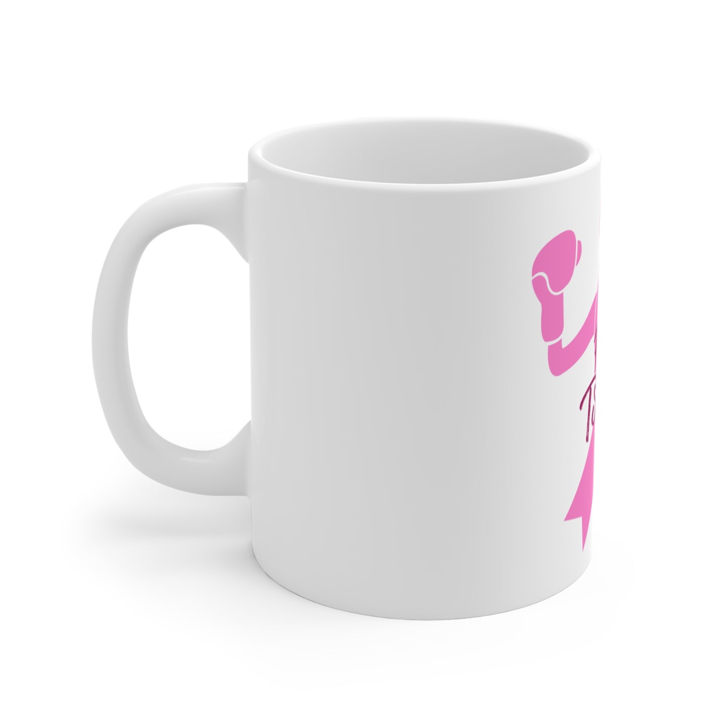 Breast Cancer Awareness Mug — "Let's Fight Together" Pink Ribbon Boxing Design