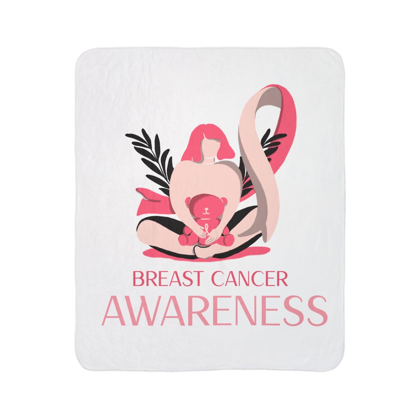 Breast Cancer Awareness Fleece Sherpa Blanket — Pink Ribbon Support Throw