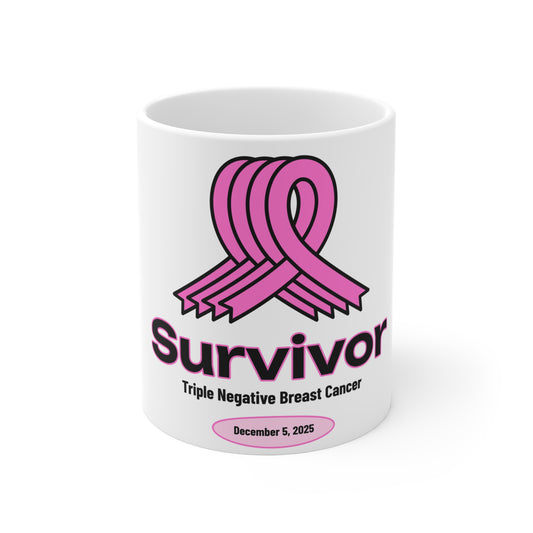 Survivor Triple Negative Breast Cancer Mug — Personalized Date Awareness Gift