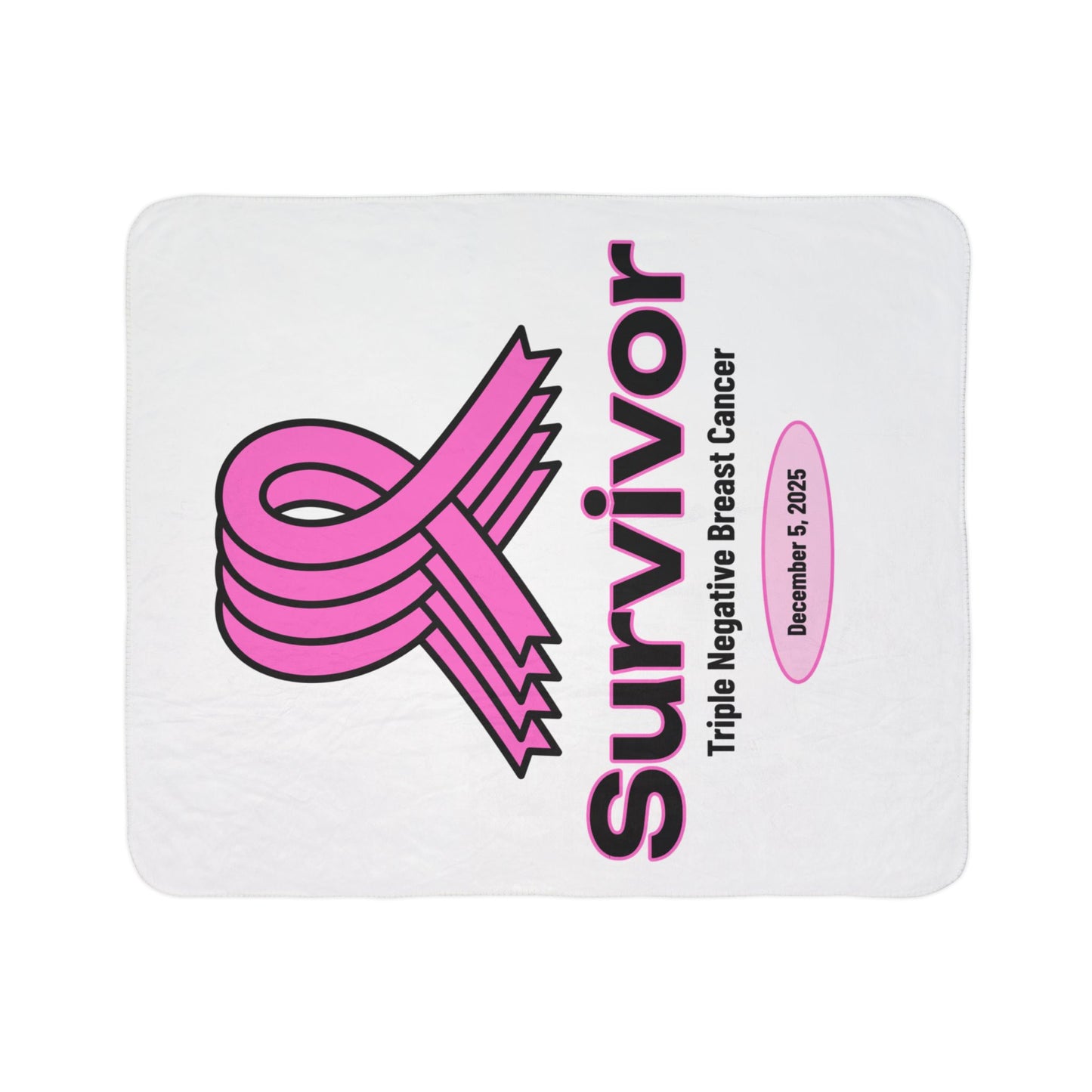 Survivor Triple Negative Breast Cancer Fleece Sherpa Blanket — Personalized Date